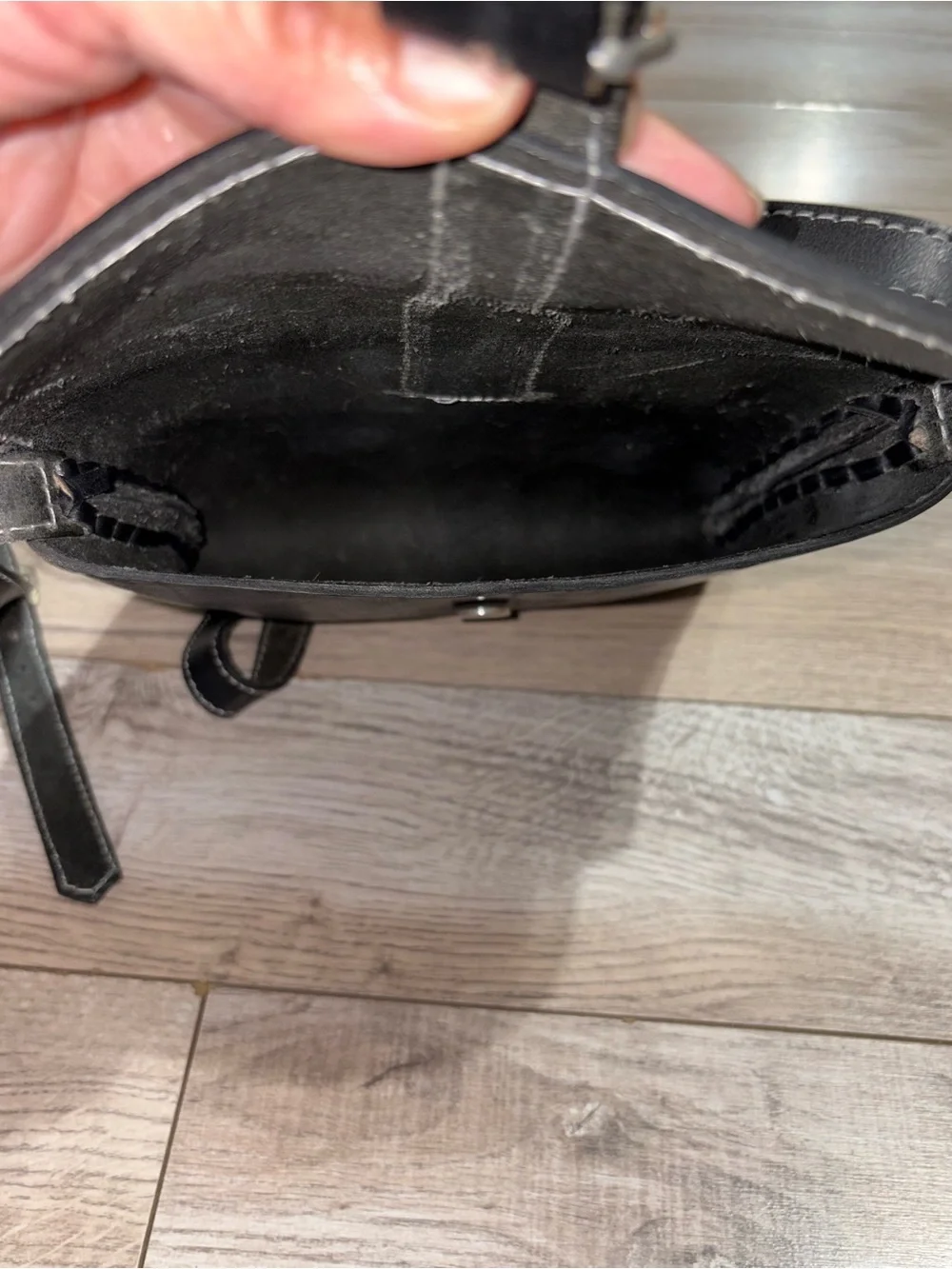 Classic Black Leather Buckle Crossbody - Picture 11 of 11